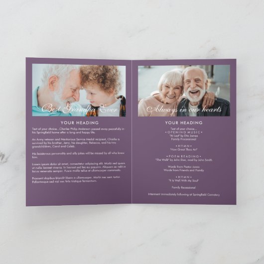 Modern Gevouwen 14-foto Memorial/begrafenisprogram Programma (Binnen)