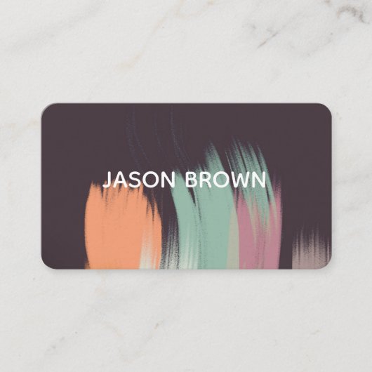 Modern gewaagd origineel abstract verflijnontwerp visitekaartje (Voorkant)