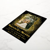 Modern gewaagd script, getrouwd en vrolijk bruilof folie feestdagenkaart (Gedraaid)