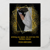 Modern gewaagd script, getrouwd en vrolijk bruilof folie feestdagenkaart (Achterkant)