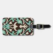 Modern gewaagd turkoois bruin ikat stammenpatroon bagagelabel (Voorkant horizontaal)