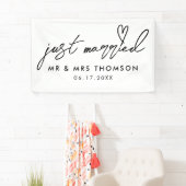 Modern gewoon gehuwd met legant kalligrafie bruilo spandoek (Insitu)