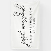 Modern gewoon gehuwd met legant kalligrafie bruilo spandoek (Verticaal)