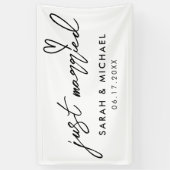 Modern gewoon gehuwd met legant kalligrafie bruilo spandoek (Verticaal)