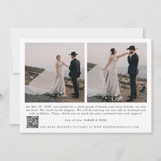 Modern Gewoon Getrouwd 3 Foto QR Code Bruiloft Aankondiging (Achterkant)