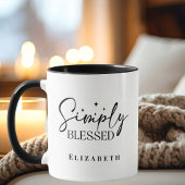 Modern Gewoon Gezegend Zwart & Wit Christelijk Mok