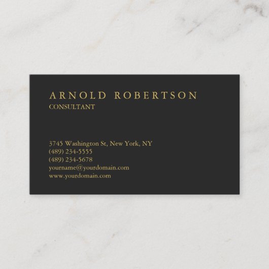 Modern gewoon grijs Gold Professional-Visitekaartj Visitekaartje (Voorkant)