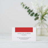 Modern gewoon rood wit minimalistisch consultant visitekaartje (Staand voorkant)