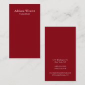 Modern gewoon, verticaal, donkerrood, uniek ontwer visitekaartje (Voorkant / Achterkant)