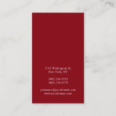 Modern gewoon, verticaal, donkerrood, uniek ontwer visitekaartje (Achterkant)