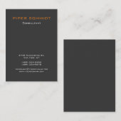 Modern gewoon verticaal Oranje grijs beroep Visitekaartje (Voorkant / Achterkant)