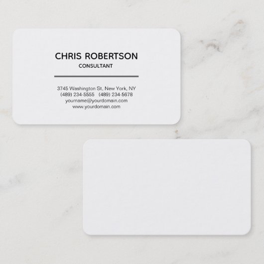 Modern gewoon wit aantrekkelijk minimalistisch visitekaartje (Voorkant / Achterkant)