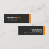 Modern gewoon zwart en Oranje Mini Visitekaartje (Voorkant / Achterkant)