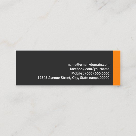 Modern gewoon zwart en Oranje Mini Visitekaartje (Achterkant)