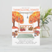 Modern gezellig Waterverf Thanksgiving diner Kaart (Staand voorkant)