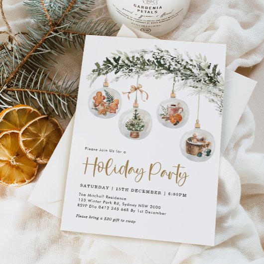 Modern Gezellig Winter Ornament Holiday Party Kaart