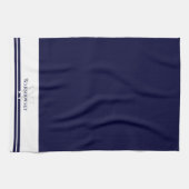 Modern gezinsmonogram Navy Blue Kitchen Towel Theedoek (Horizontaal)