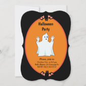 Modern Ghost & Bats Halloween Invitation Kaart (Voorkant)