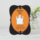 Modern Ghost & Bats Halloween Invitation Kaart (Staand voorkant)