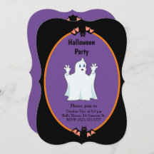 Modern Ghost & Bats Halloween Invitation