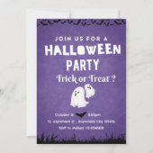 Modern Ghost Encounter Paarse Halloween Party Kaart (Voorkant)
