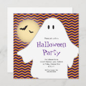 Modern Ghost Halloween Party Kaart (Voorkant / Achterkant)