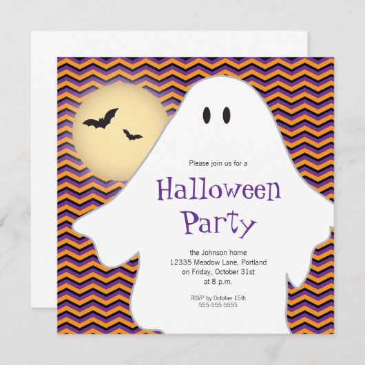 Modern Ghost Halloween Party Kaart (Voorkant / Achterkant)