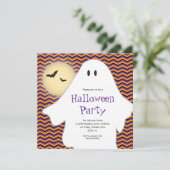 Modern Ghost Halloween Party Kaart (Staand voorkant)