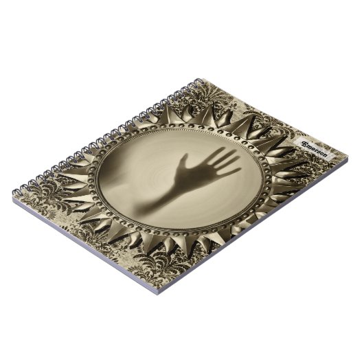 Modern Ghost Hand Reflection - Scary Bronze Mirror Notitieboek (Linkerzijde)