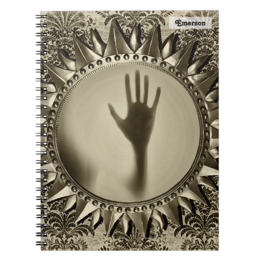 Modern Ghost Hand Reflection - Scary Bronze Mirror Notitieboek (Voorkant)