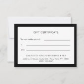 Modern Gift Certificate Flat Card (Achterkant)