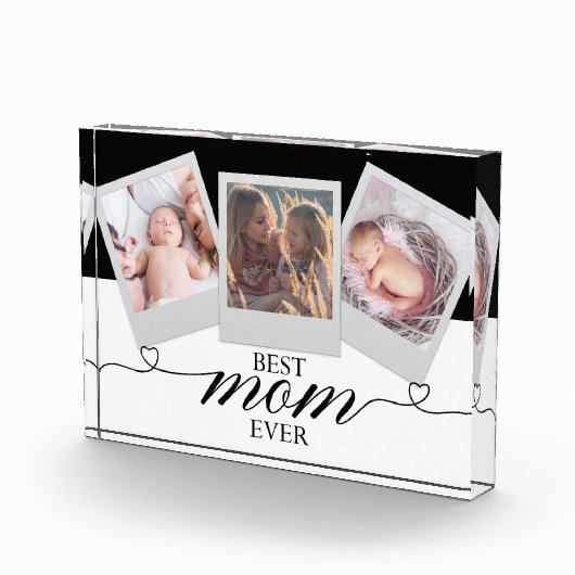 Modern Gift for mam Script Heart Photo Collage Fotoblokken (Rechts)