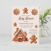 Modern Gingerbread House Christmas Baby shower Kaart (Staand voorkant)