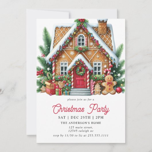 Modern Gingerbread House Kerstfeest Kaart (Voorkant)