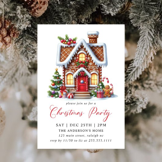 Modern Gingerbread House Kerstfeest Kaart