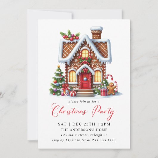 Modern Gingerbread House Kerstfeest Kaart (Voorkant)
