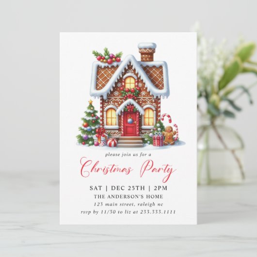 Modern Gingerbread House Kerstfeest Kaart (Staand voorkant)
