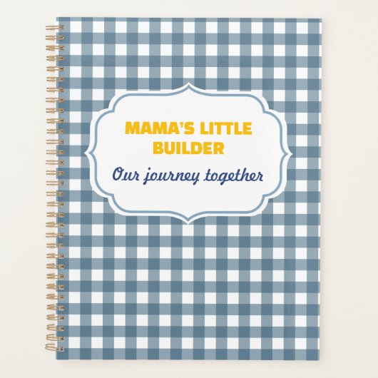 Modern Gingham Blue Mama's Little Builder Personal Planner (Voorkant)