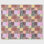Modern Gingham Cowskin Patchwork Quilt Cadeaupapier (Vlak)