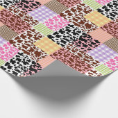 Modern Gingham Cowskin Patchwork Quilt Cadeaupapier (Hoek)