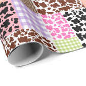 Modern Gingham Cowskin Patchwork Quilt Cadeaupapier (Rol Hoek)