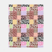 Modern Gingham Cowskin Patchwork Quilt Fleece Deken (Voorkant)