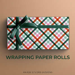 Modern Gingham kerstcadeau inpakpapier