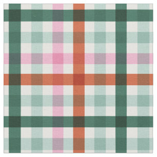Modern Gingham Kerstmis Groen en Rood Stof