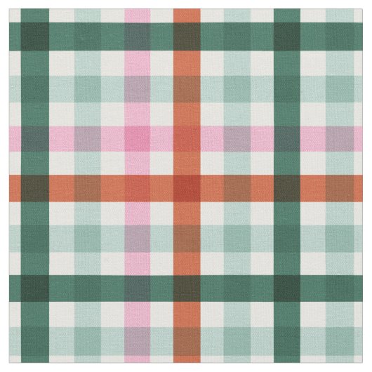 Modern Gingham Kerstmis Groen en Rood Stof (Close Up)