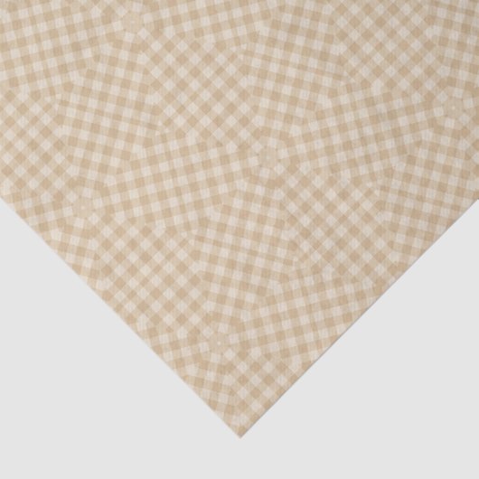 Modern Gingham-patroon - beige tissuepapier (Detail)