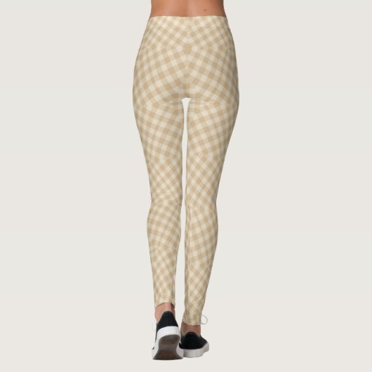 Modern Gingham Pattern - Beige Leggings (Achterkant)