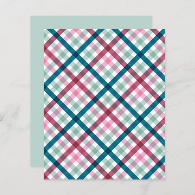 Modern Gingham Turquoise Magenta Roze Patroon Scra (Voorkant / Achterkant)