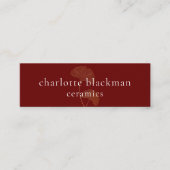 Modern Gingko Leaf QR Code Mini Red Visitekaartje (Voorkant)