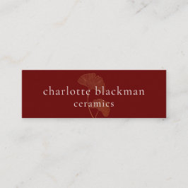 Modern Gingko Leaf QR Code Mini Red Visitekaartje